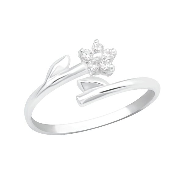 Sterling Silver Flower Adjustable Toe Ring - Picture 1 of 1